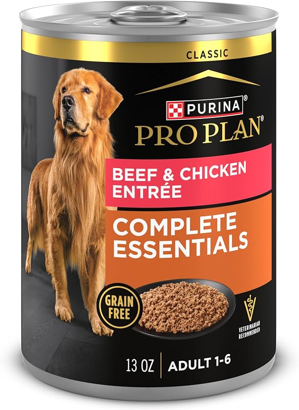 Ração Úmida para Cães Adultos Purina Pro Plan COMPLETE ESSENTIALS Patê de Carne e Frango, Pacote com 12 Latas de 369 g