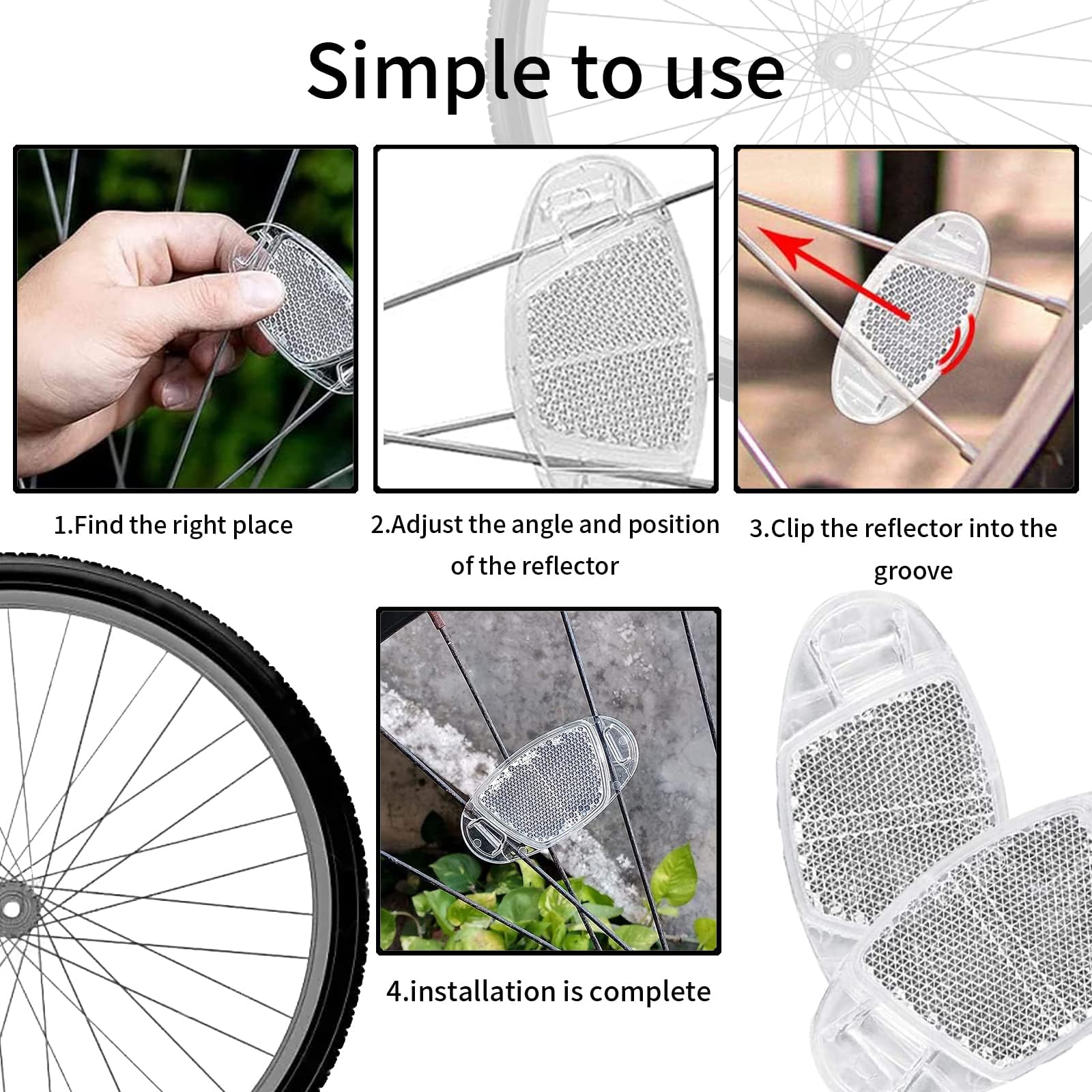 Réflecteurs Pour Rayons De Vélo - Lot De 10 - Ovales 7x3.5cm - Visibilité Nuit - Tous Vélos