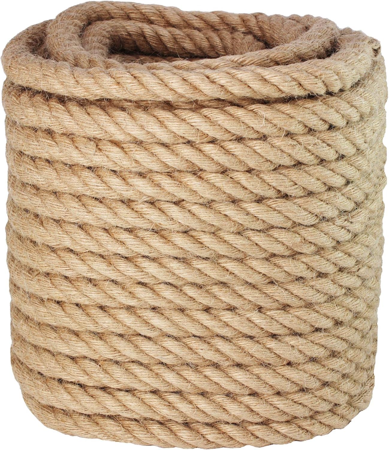 Corde de manille 1,9 cm x 60 m en fibre de chanvre torsadée pour projets extérieurs
