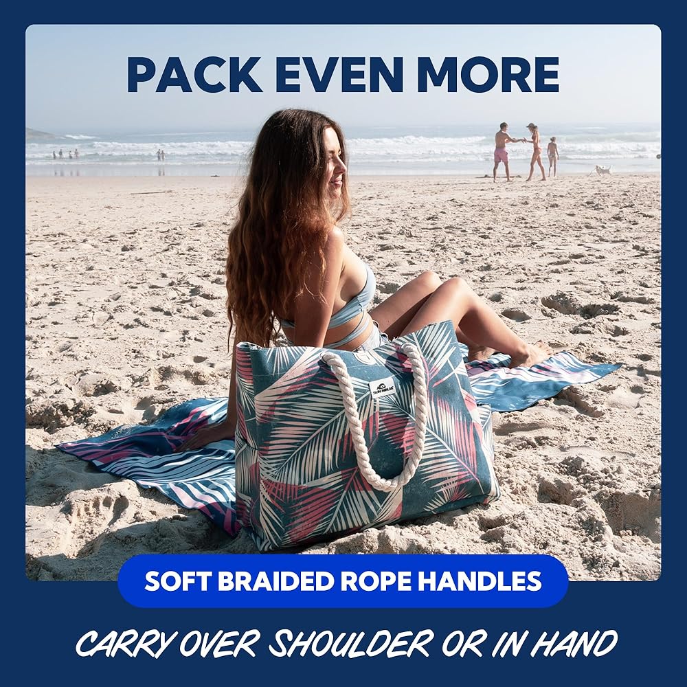 Amazon.com: SUN NINJA XL Canvas Beach Tote Bag - Water-Resistant