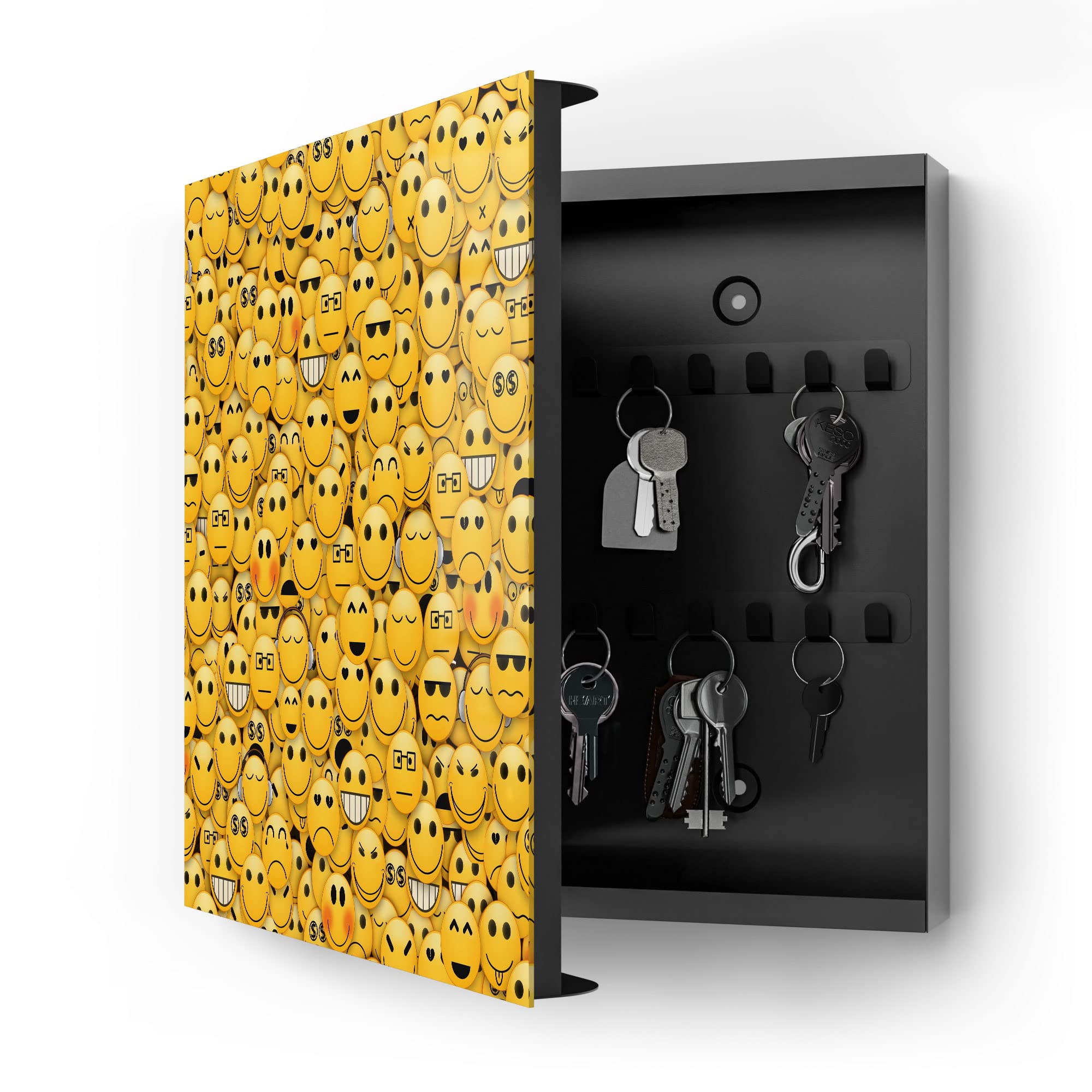 DEQORI Schlüsselkaboß 30x30cm Motiv Lippen - Mit 50 Haken & Magneten Für Schlüssel & Notizen