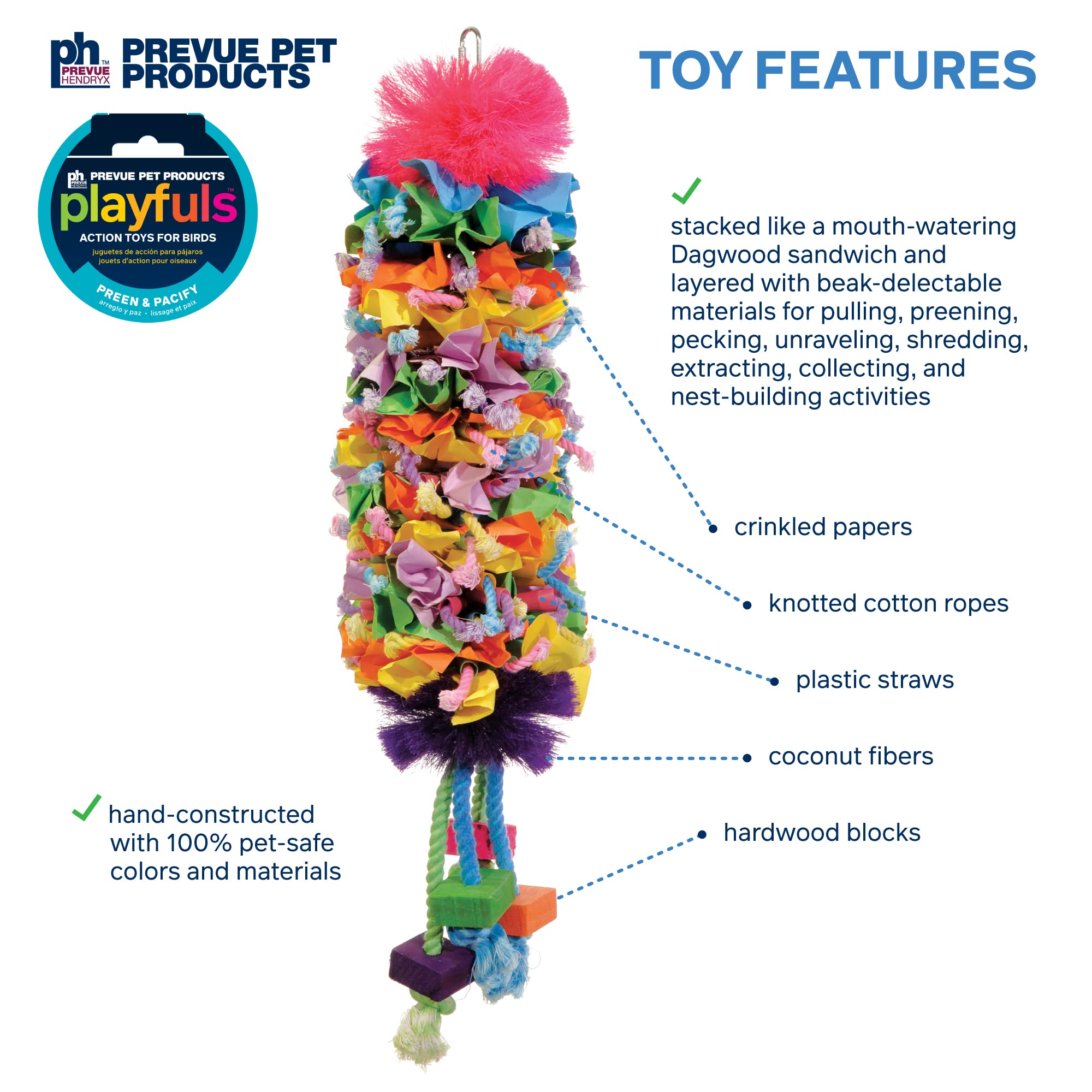 Prevue Mascota Productos 62607 Calypso Creaciones Dagwood pájaro Juguete