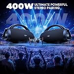 W-KING 200W RMS Loud Bluetooth Speaker Large Big Boombox, IP67 Waterproof Portable Wireless Outdoor Speakers,5 Drives/3 Way/7.5" Subwoofer/Custom APP, Massive Bass/Fast Charge/30H/OTG/Guitar-in/TF/AUX