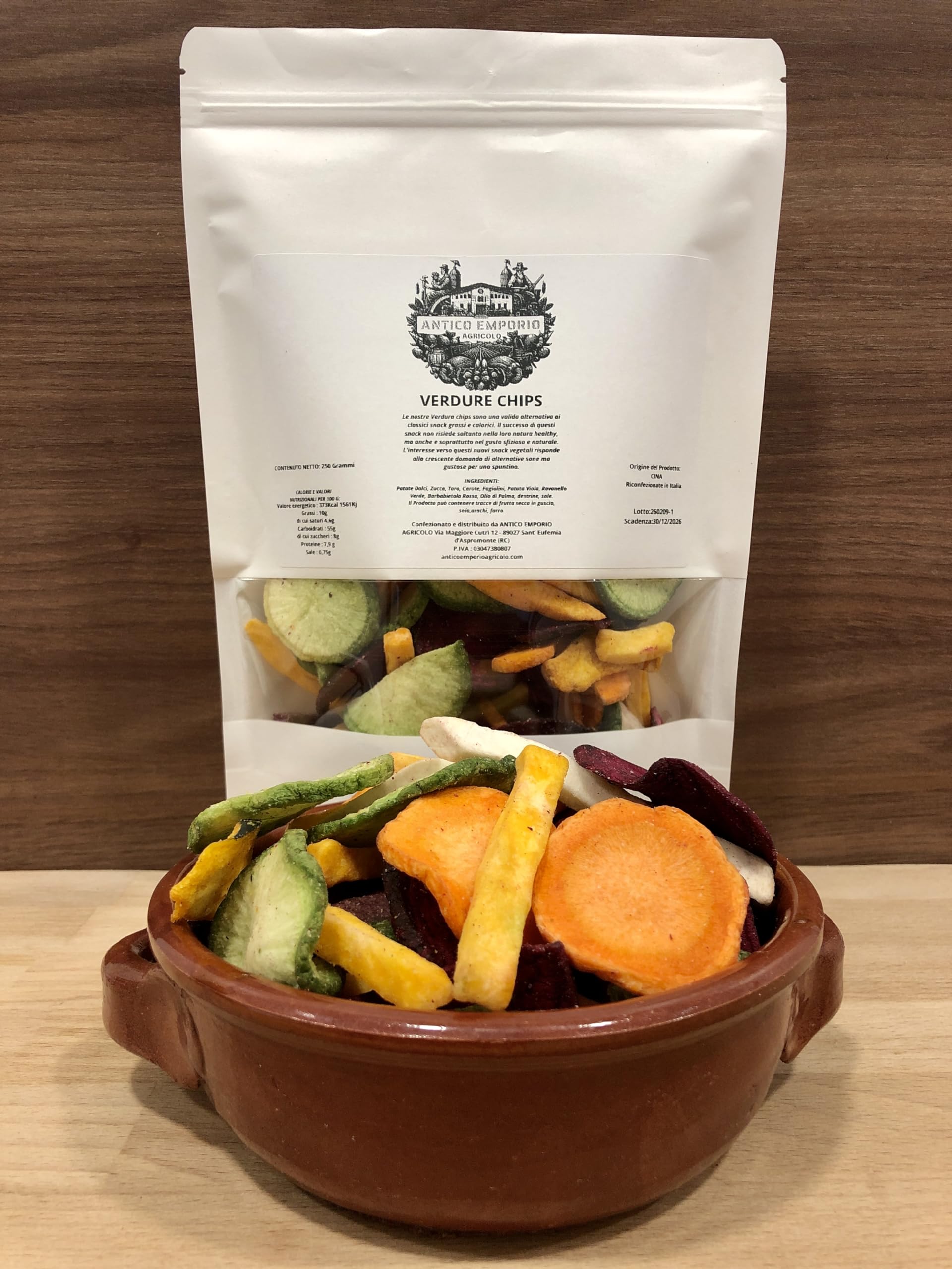 Chips di Verdure essiccate, croccanti - 500 Grammi - in Sacchetto in kraft Richiudibile - Snack Sfizioso e Salutare, Composto da 8 Verdure
