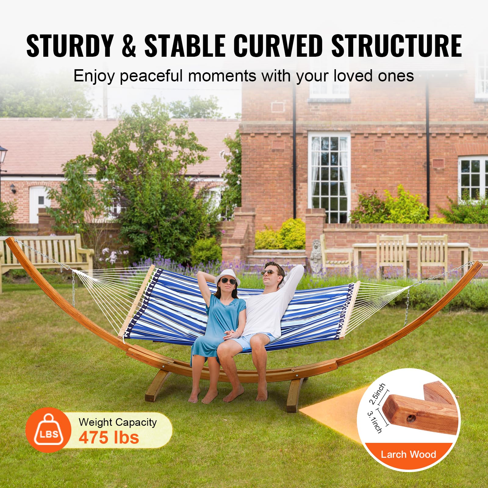 VEVOR Support de Hamac en Bois, Charge 215 kg, Cadre Universel pour Hamacs 2,8-3,9 m, Réglable