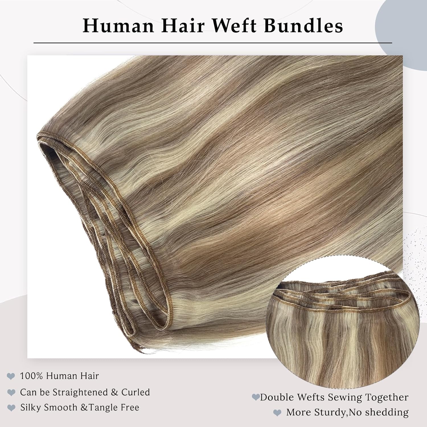 Ash Brown Balayage Platinum Blonde Highlights Hair Wefts Sew in Extensions Real Human Hair Wefts 16 Inch Remy Human Extensions Hand Tied Weft Hair Extensions Remy Human Hair Weave Bundles 100G