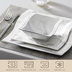 MALACASA 26-Piece Marble Grey Square Dinnerware Sets, Flora Porcelain Dish Set for 6, Service for 6, Microwave & Dishwasher Safe, BPA, Lead & Cadmium Free