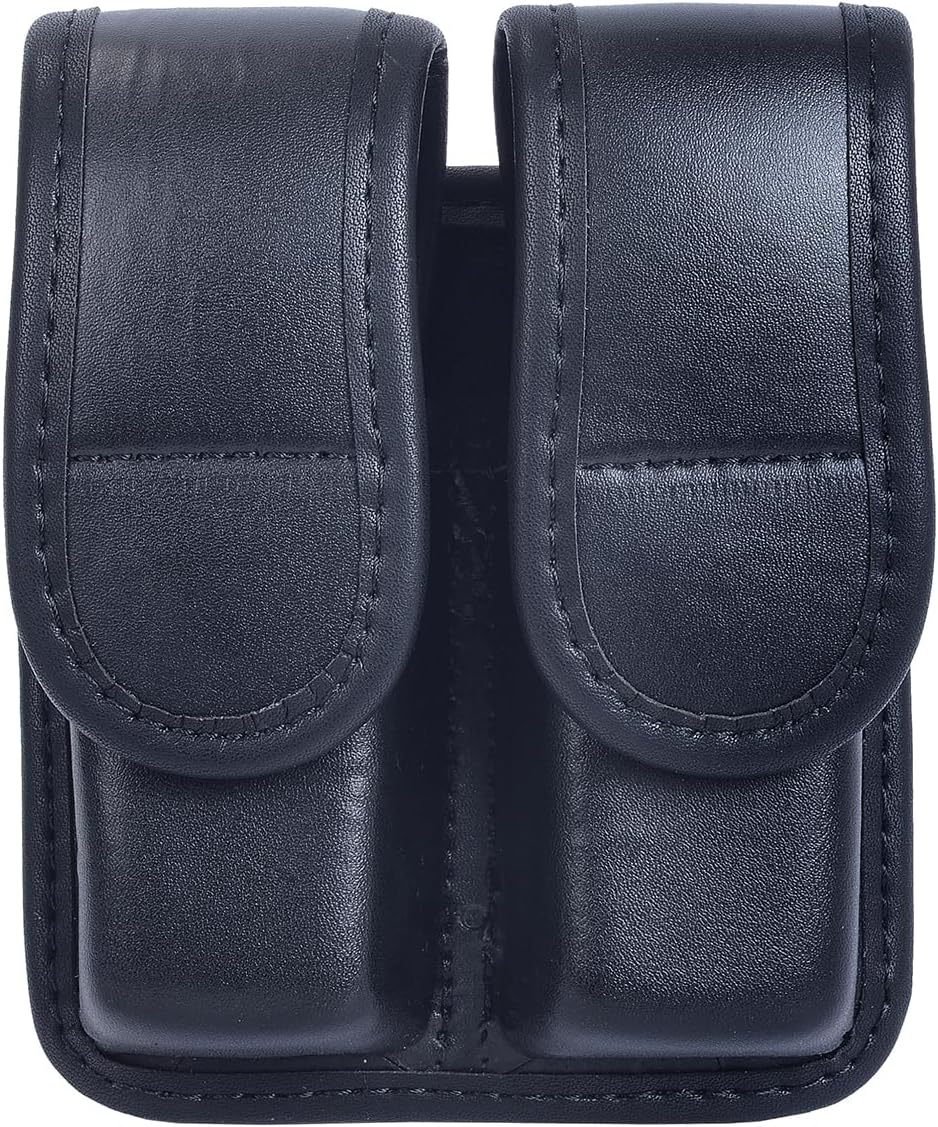 TAFTACFR Molded Double Mag Pouch Tactical Universal Magazine Holder Fits Pistol Mag Single or Double Stack IWB or OWB Mag Pouch Law Enforcement Duty Mag Holder With Removable Top Cover and Hidden Snap