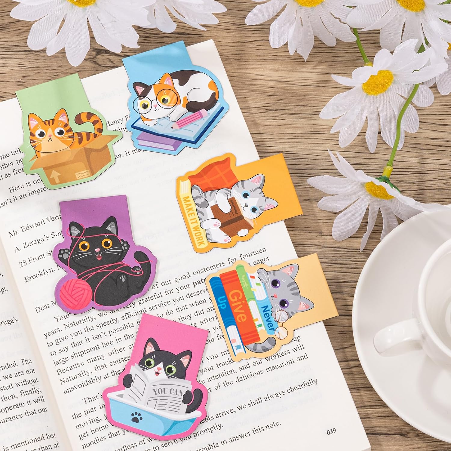 6 Pack Magnetic Bookmark Cute Cats Book Marks Page Markers Book Markers Clip for Students Teachers Assorted Cat Bookmarks for Women Men Funny Book Lovers Gifts Personalised Bookmark - Image 7