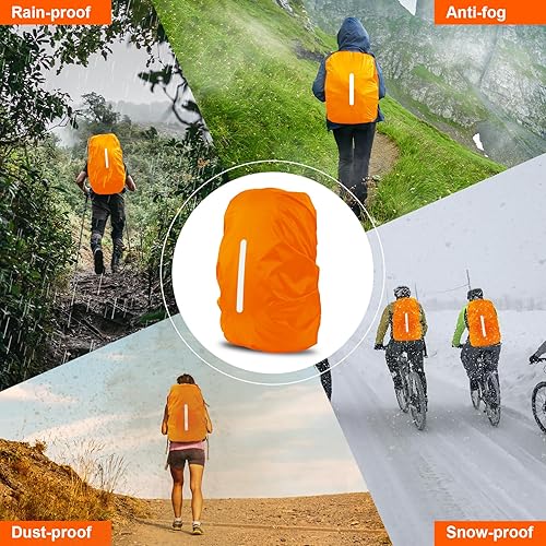 Miniatura 72 de LAMA 2 fundas impermeables de lluvia para mochila, protector reflectante a prueba de lluvia para antipolvo y antirrobo, L 41L-55L negro y azul