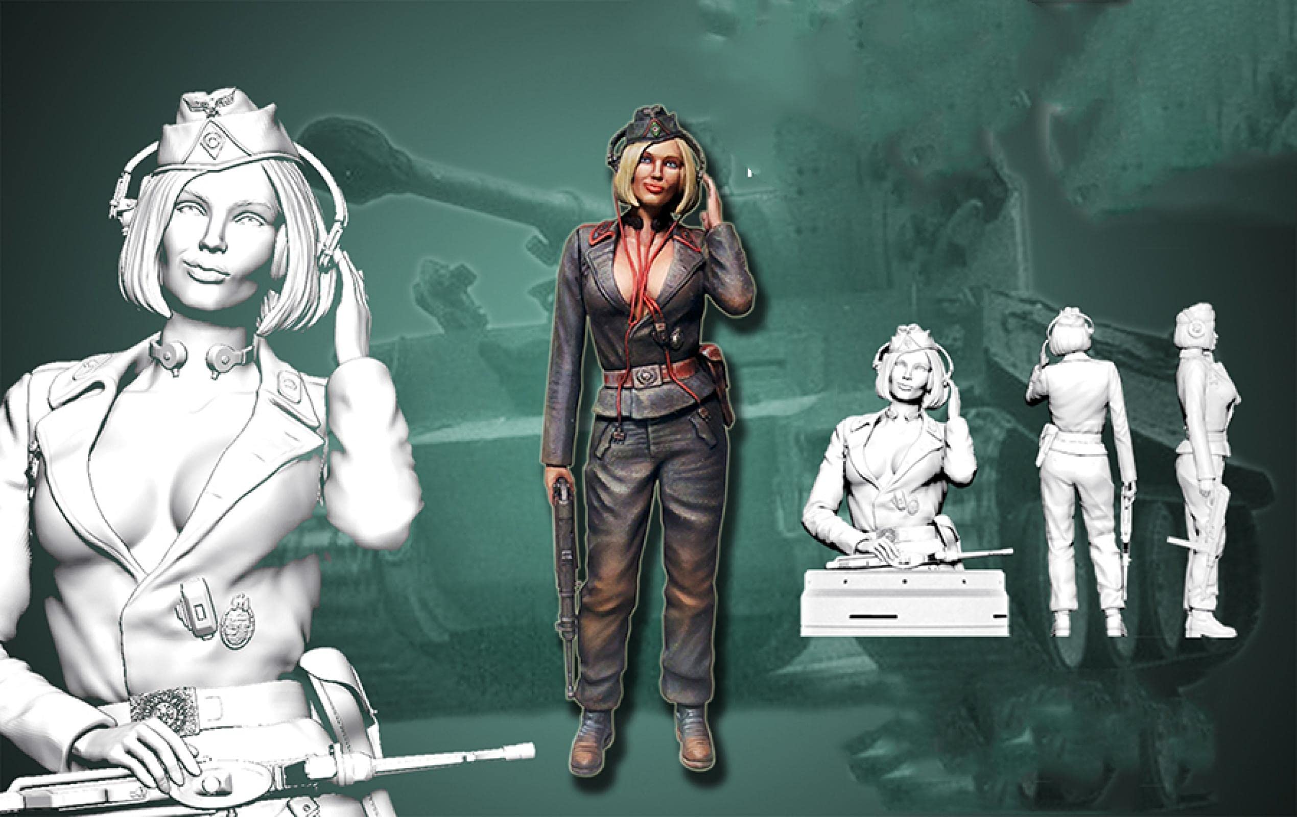 Figurine 1/16 Soldat Féminin Seconde Guerre Mondiale - Kit Modèle Résine Non Assemblé Non Peint - Modélisme Militaire