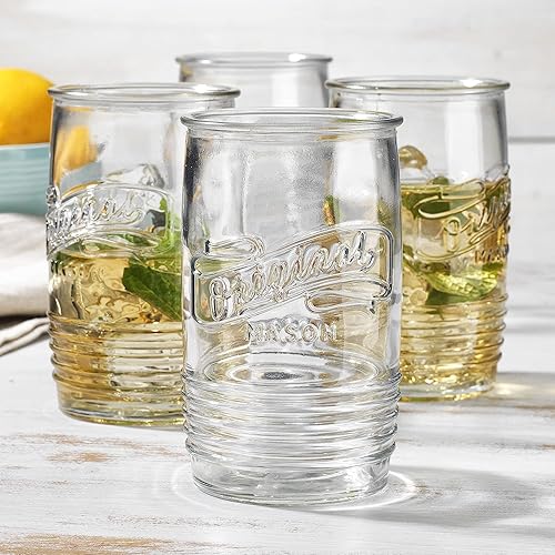 Miniatura 8 de Glaver's Moderno juego de 8 vasos para beber de 4 a 20 onzas y vasos de whisky de 4 a 13 onzas para uso diario en el hogar, agua, cerveza, jugo,