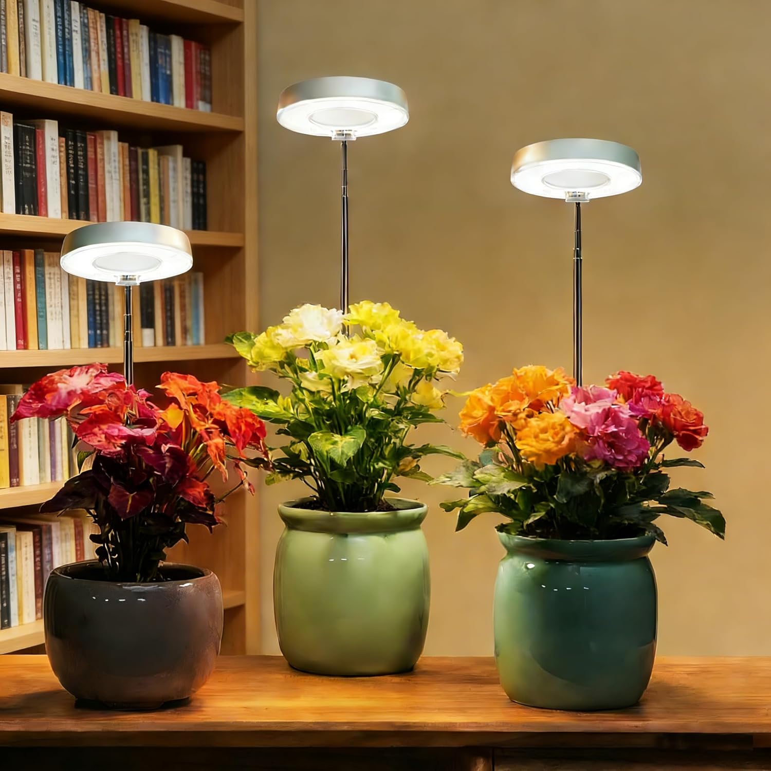 Plant Grow Light, LED Growing Light for Indoor Plants, Full Spectrum Desk Growth Lamp Automatic Timer(3/9/12Hrs) & Height Adjustable, 10 Dimmable Brightness for Small Plants, 3 Packs, White