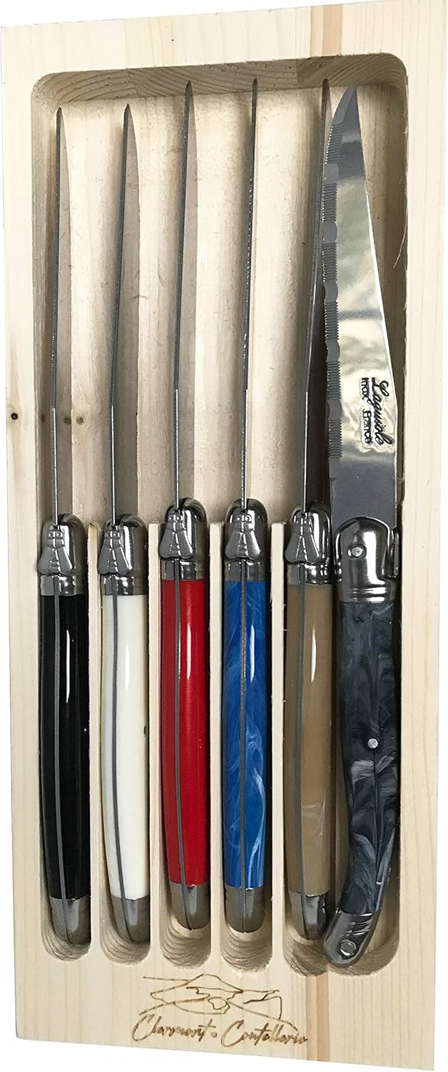 Clermont Coutellerie Laguiole Serrated Edge Sharp Premium Dishwasher Safe Full Tang