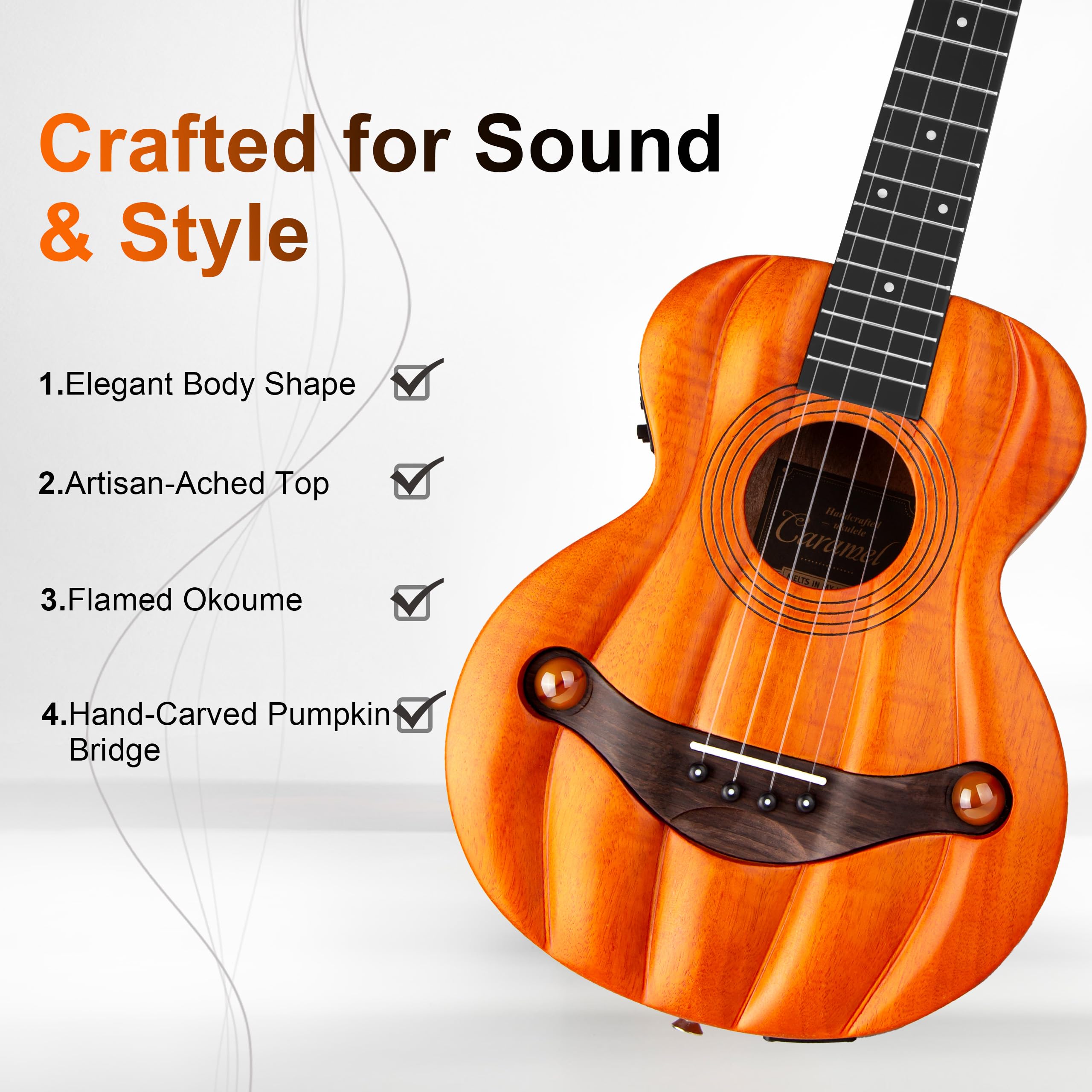 Caramel TEM45 Tenor-Akustik-Elektro-Ukulele, 66 cm