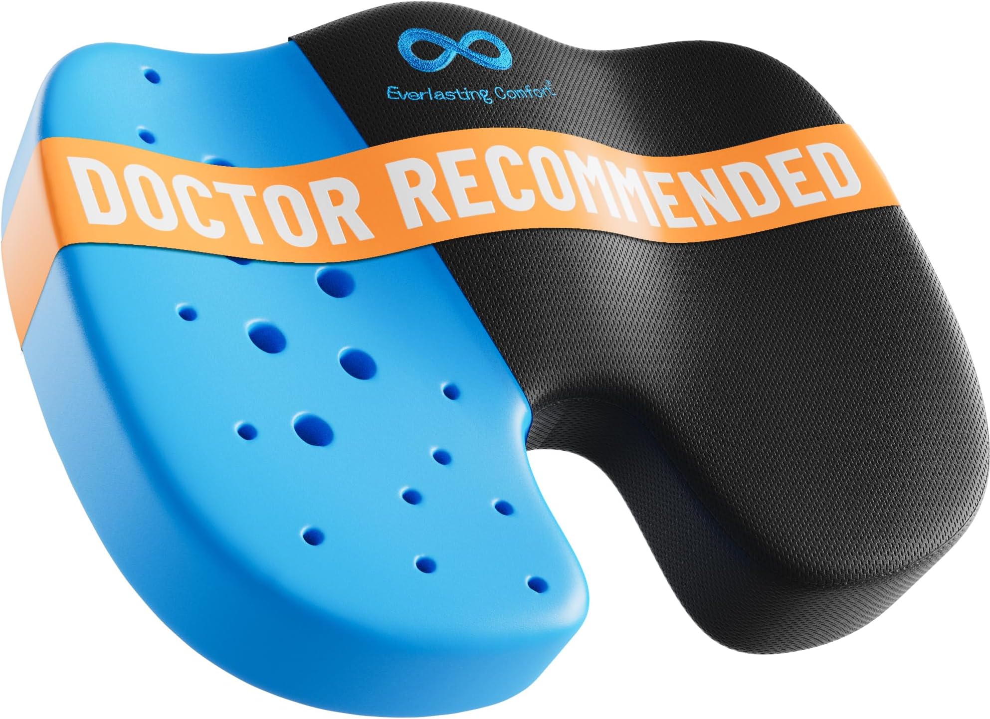 Everlasting Comfort Doctor Recommended Memory Foam Seat Cushion for Office Chairs & Car - Ergonomic Office Desk Accessories - Cushions for Tailbone Pain Relief, Sciatica (Black Airflow, Large)