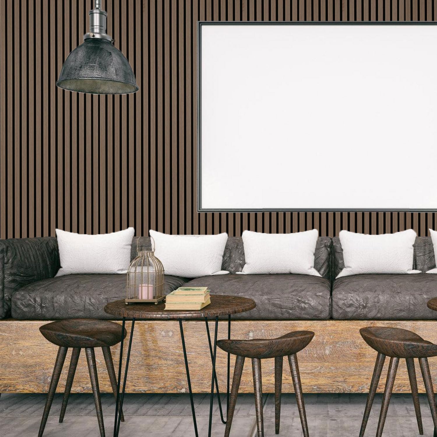 Fiqops Akoestische panelen, hout, 120 x 60 cm, wandpanelen van houtfineer en vilt, eikenhout, wandbekleding van hout voor studio en thuis, binnenwanddecoratie, grote afdekking, 4 stuks