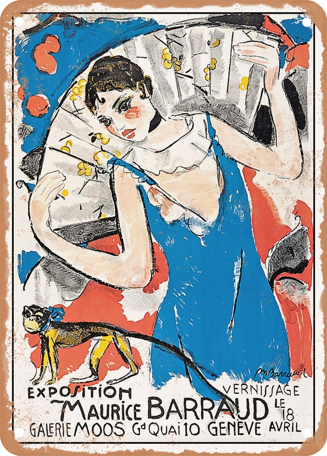 Miaomansenstore Metal Sign - 1916 Maurice Barraud Exhibition, Moos Gallery, Geneva Vintage Ad Home Decor
