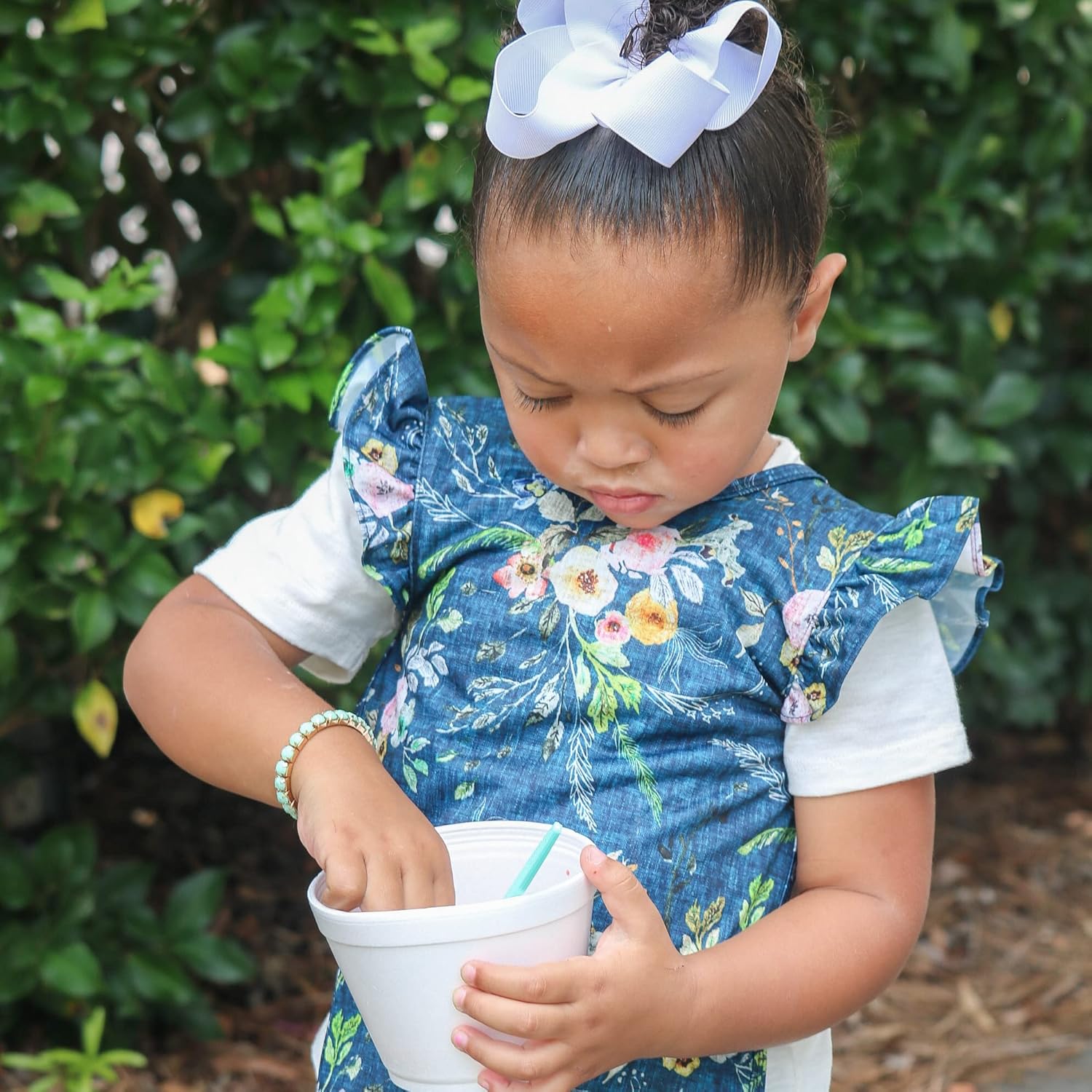 BapronBaby Flutter Boho Floral Bapron - No Neck Tie Safer Bib for Baby & Toddler - Soft Waterproof Stain Resistant - Machine Washable - Sz Preschool 3-5yrs - Image 11