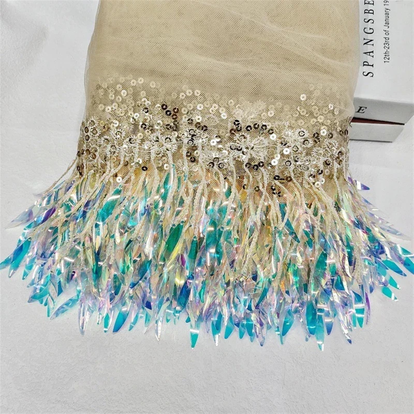 Fransenborte 1-5Yards Mesh Quaste Fransen Pailletten Spitze Trim Bühne Perform Latin Kleid Hochzeit Kleidung Quasten Stoff DIY Nähen Zubehör