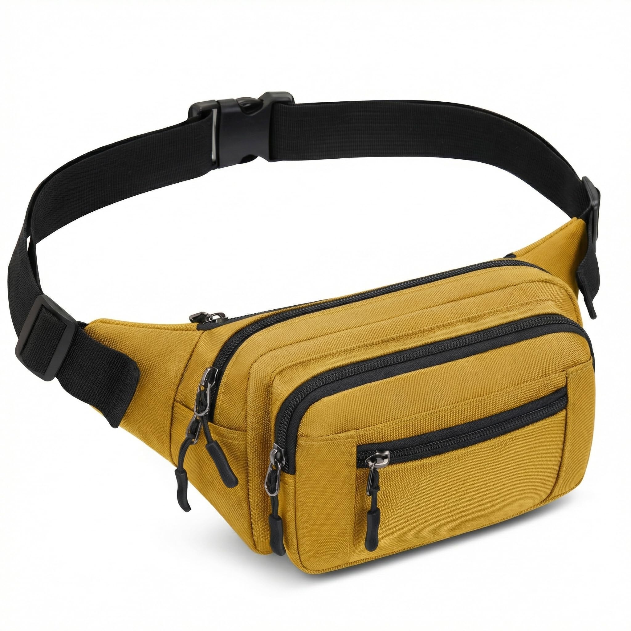 Bumbag Waist Bag Women Ladies Men Waterproof Running Fanny Pack Adjustable Bum Bag with Multi Pockets for Travel Hiking Dog Walking Cycling Camping (Yellow)