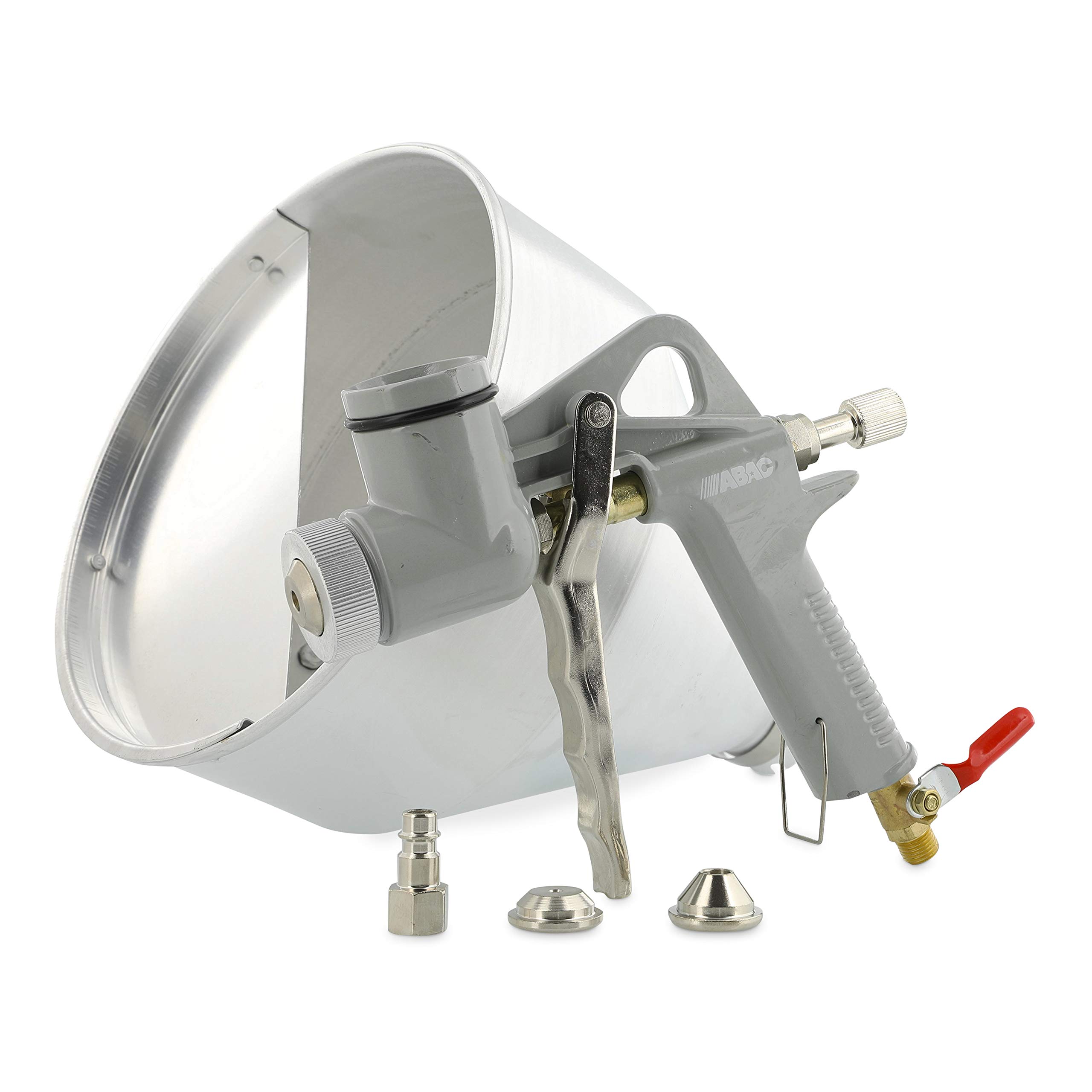 ABAC Pistolet à Plâtre G-534 avec Ventouse de 4500ml, Buses de 4, 6 et 8 mm, Taille Max des Grains de Plâtre de 3 mm, Pression Max de 4 Bars. Taille Du Grain de Plâtre 3 mm, Pression Max. 8 Bar