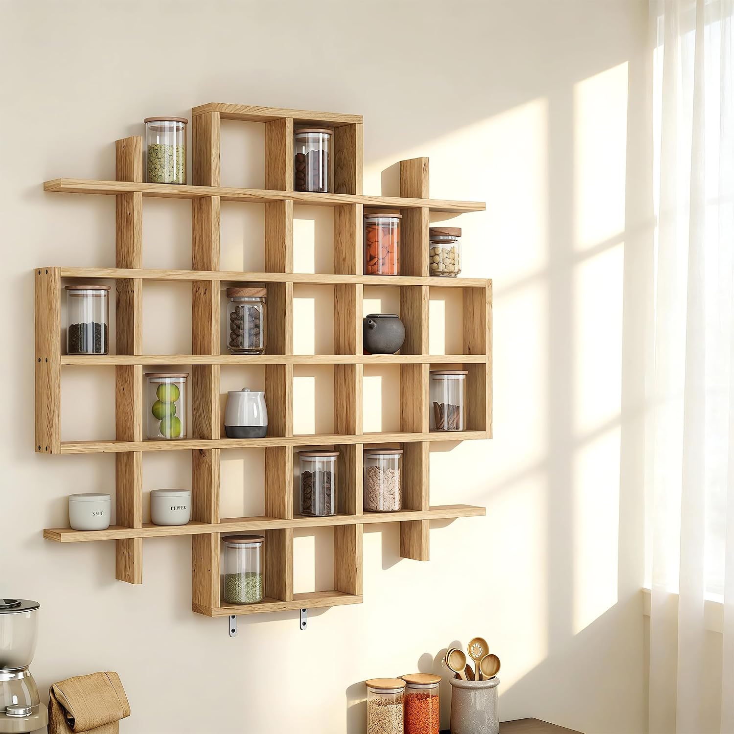 Wooden Coffee Mug Display Rack, Wall Mounted Mug Display Shelf
