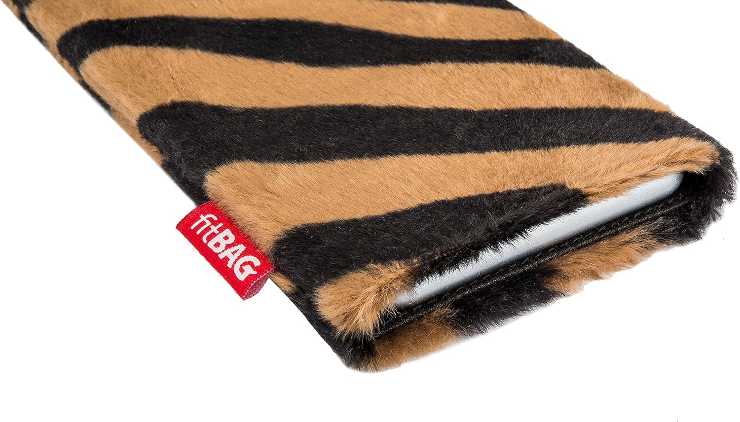 fitBAG Bonga Tiger Custom Tailored Sleeve for Samsung Galaxy A52 / A52 5G | Made in Germany | Fine Imitation Fur Pouch case Cover with Microfibre Lining for Display Cleaning
