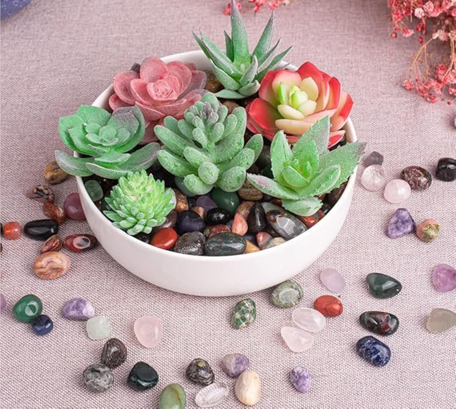 ,E,5000g,Polierte, Getrommelte Natursteine ​​(2 Kg / 5 Kg) – Bunte Kieselsteine ​​Für Gartendekoration, Aquarien, Vasenfüllungen, DIY-Projekte, Kunstharz-Kunst & Tischdekoration