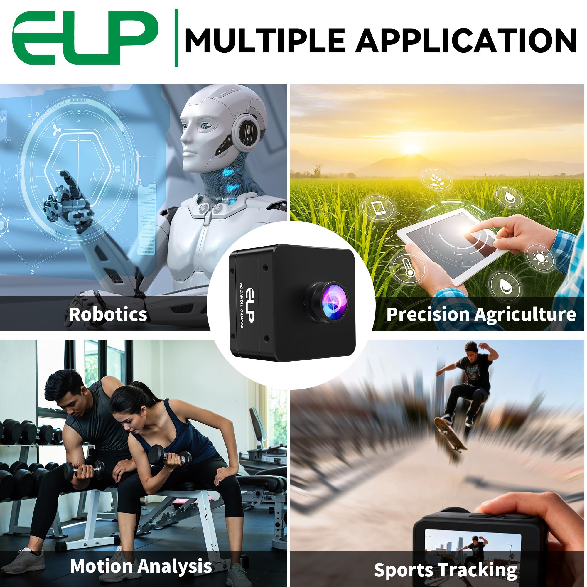 ELP Cámara USB de alta velocidad, 1080P/230fps, 4K/60fps, 12MP/30fps, Mini UVC USB3.0/2.0 Lightburn Cámaras para Windows, Linux, Mac, Pi, gran angular 88°(H) IMX577 Webcam para PC Jetson Nano