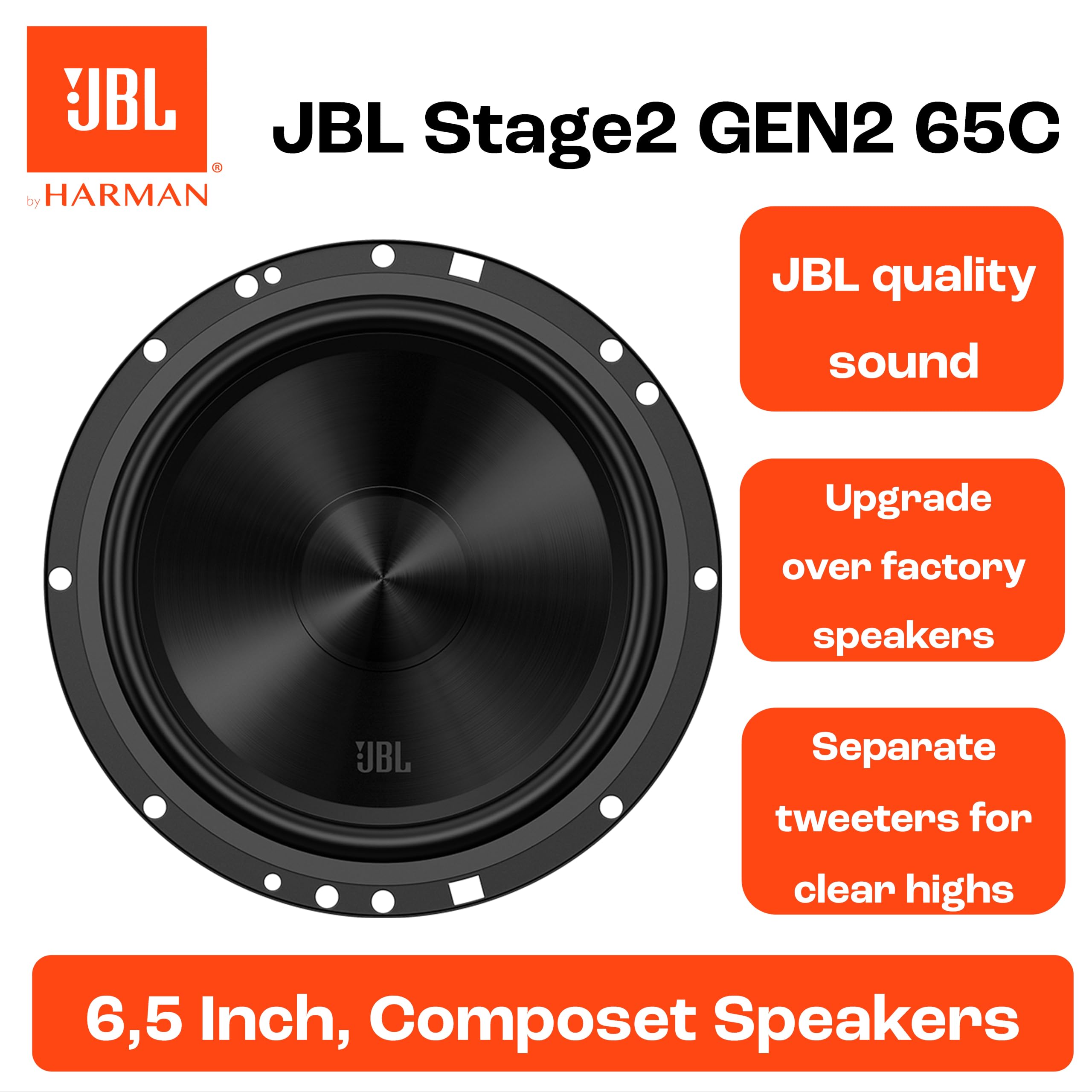 JBL Stage2 Gen2 65C 6.5 in / 165 mm 2-Way Component Car Speakers