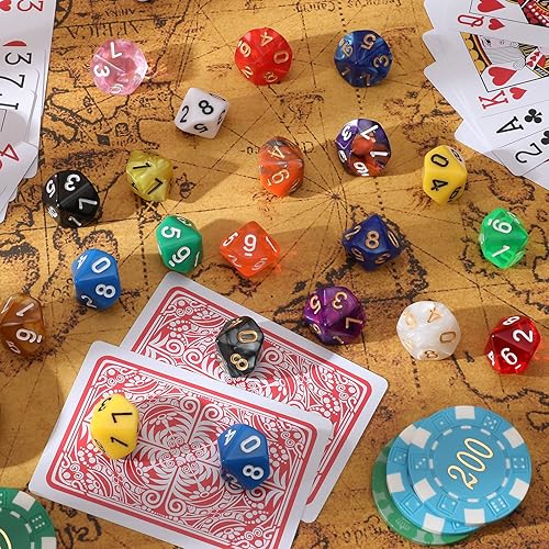 Miniatura 2 de Skylety Juego de 200 dados poliédricos con bolsa negra compatible con juegos de mesa RPG MTG, surtido multicolor (estilo de 10 caras)