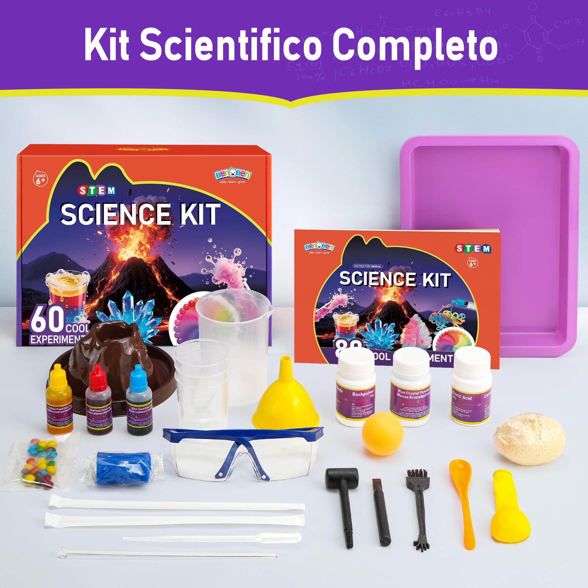 BenBen Esperimenti per Bambini dai 6 Anni in su, Esperimenti Scientifici per Bambini, Set Completo, Regalo Giocattolo per Ragazzi e Ragazze
