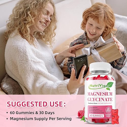 Miniatura 7 de NutriVigor Gomitas de glicinato de magnesio para niños y adultos, gomitas de suplemento de potasio y magnesio con vitamina D, B6, CoQ10, para