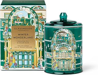 Glasshouse Fragrances, Winter Wonderland Candle, Triple Scented Natural Soy Wax Blend, 3 Wicks & Glass Jar, 100 Hour Burn Time, Frosted Fir & Snow Gum, 26.8 oz. (760g)