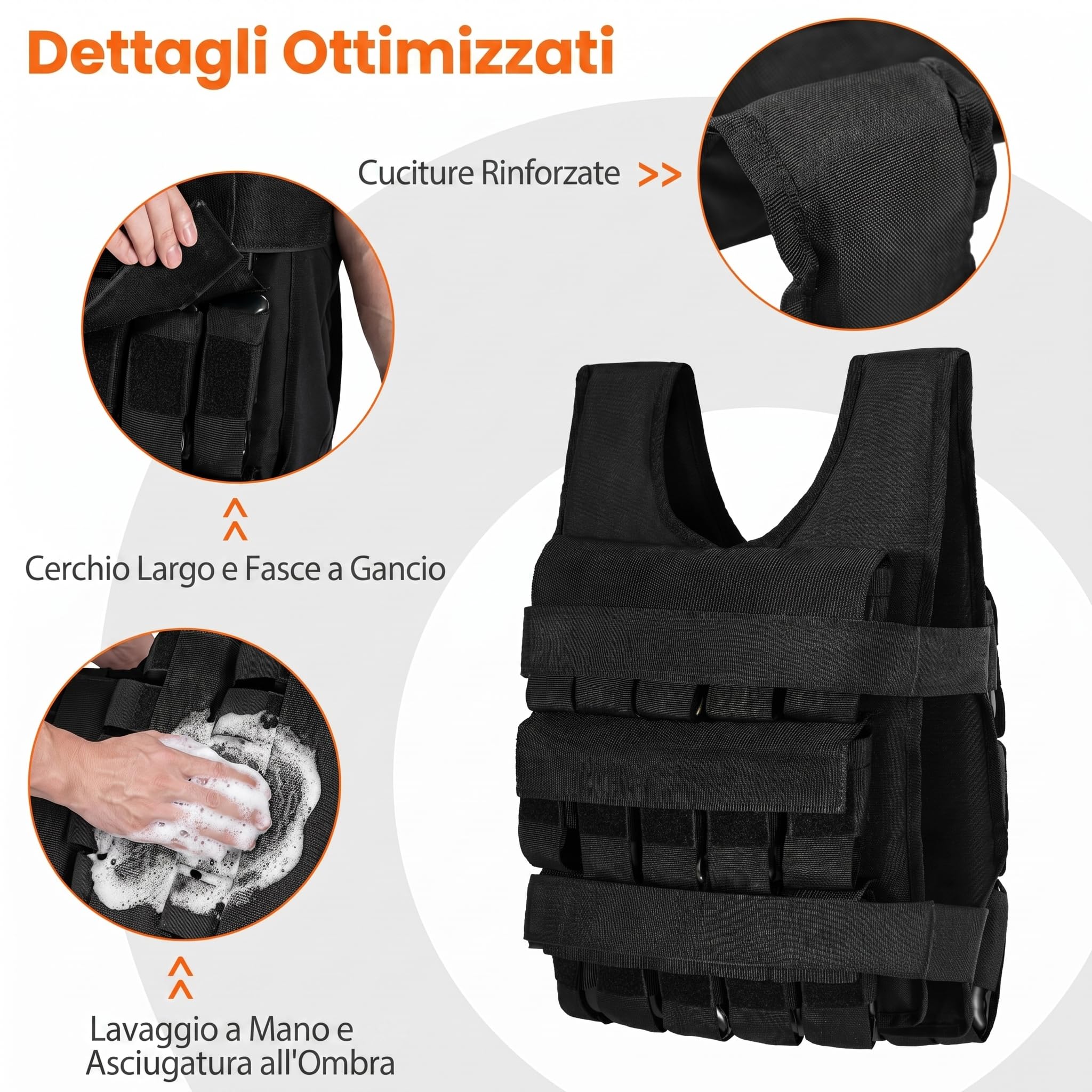 COSTWAY Giubbotto Zavorrato Regolabile 20/30 kg, Gilet Zavorrato Traspirante con 20/30 Pesi Rimovibili e Cintura Regolabili, Ideale per Allenamento Corsa, Crossfit e Calisthenics