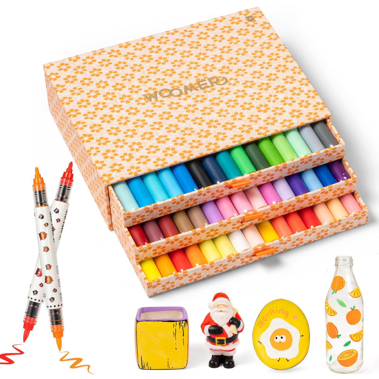 45 Dual Tip Acrylic Paint Markers Set for Adult DIY Art Crafts