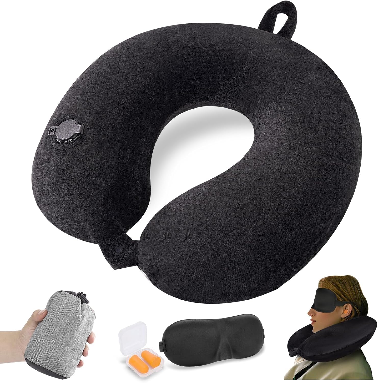 Oreiller de voyage gonflable pour éviter le mal de nuque en voyageant