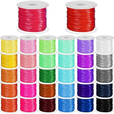 32 Rolls Lanyard String 0.1 Inch Wide, 65.6 Feet Long for Bracelets Jewelry Making