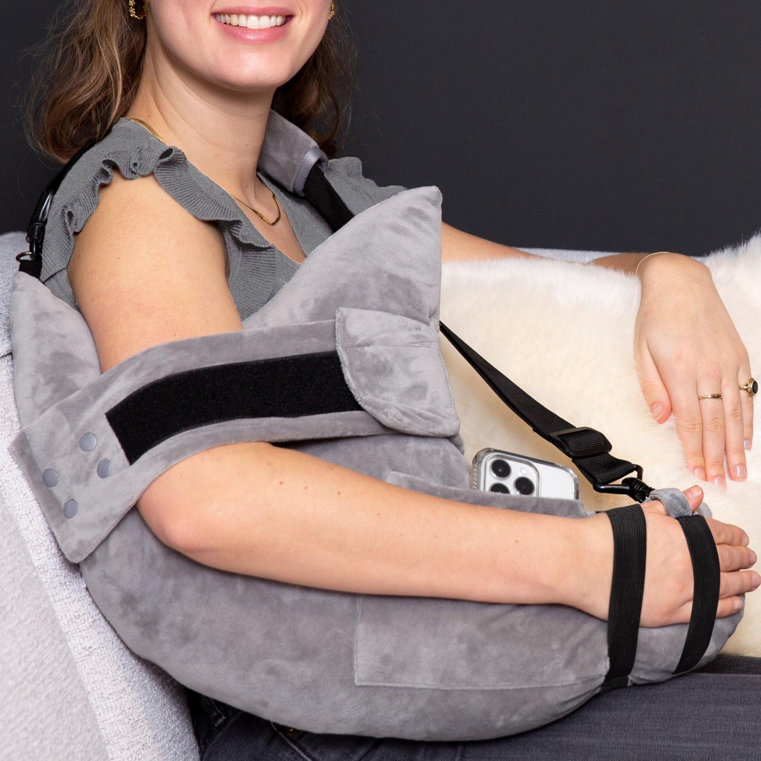 MOYOAMA Post Shoulder Surgery Pillow for Sleeping – Left/Right Arm Support with Adjustable Straps & Custom Firmness for Restful Recovery – Rotator Cuff, Bursitis, & Frozen Shoulder Pillow Post Surgery