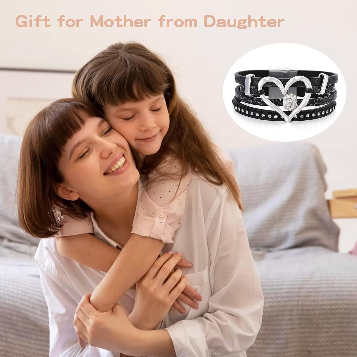 Long tiantian Leather Bracelets for Women Warp Bracelet Stackable Boho Layered Bracelet Chunky Heart Trendy Birthday Gifts for Her - Image 6