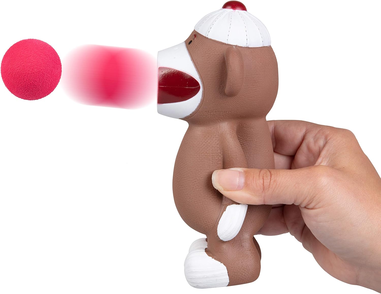 Hog Wild Sock Monkey Popper Toy - Shoot Foam Balls Up to 20 Feet - 6 Balls Included - Age 4+