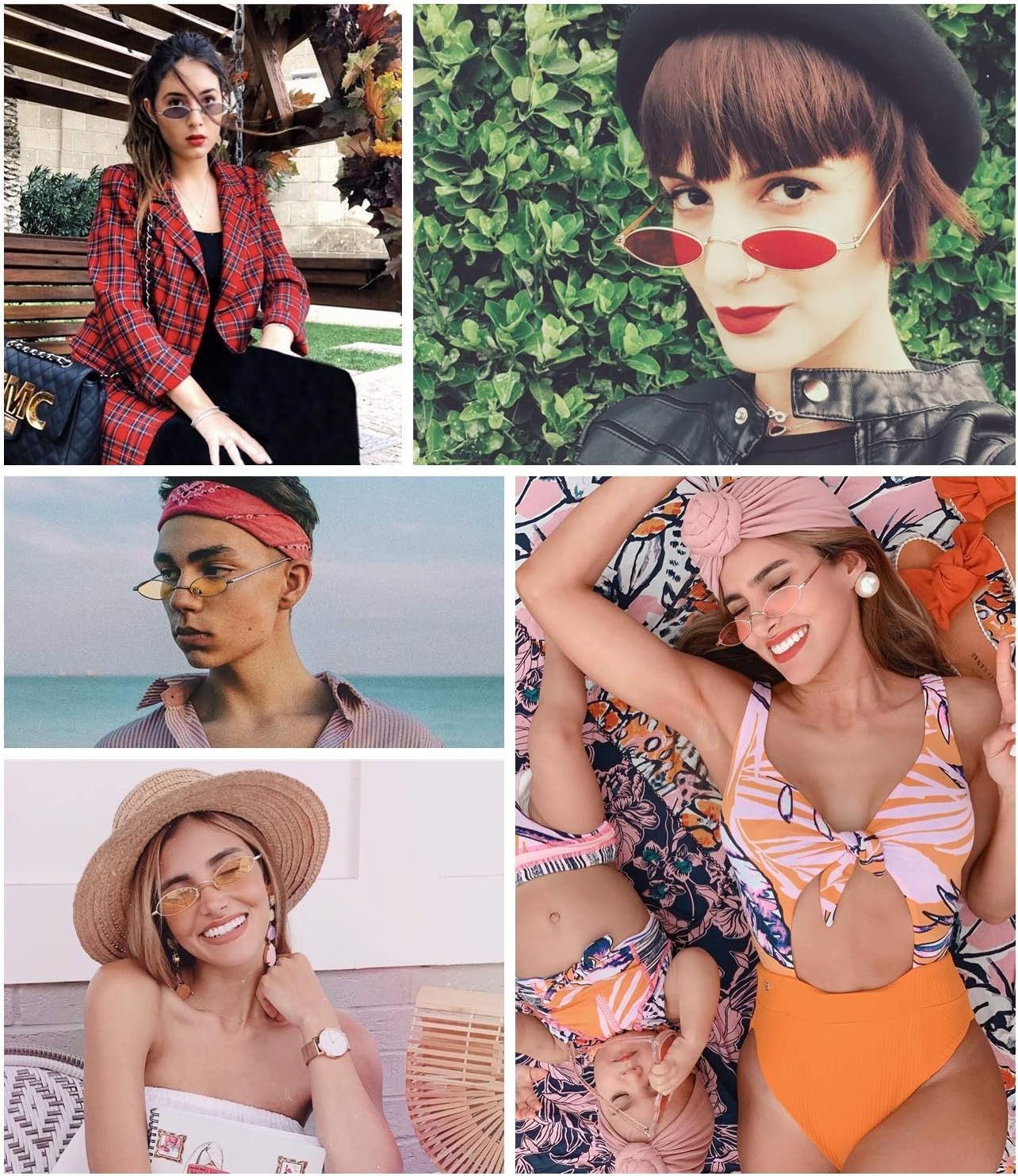 FEISEDY Vintage Small Sunglasses Oval Slender Metal Frame Candy Colors B2277 - Image 5