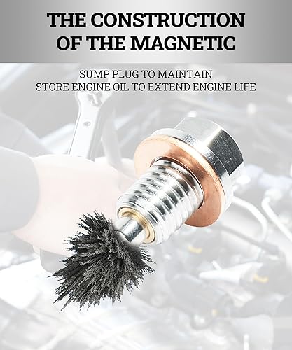 Miniatura 6 de Zlirfy Perno de tuerca de drenaje de sumidero de acero inoxidable, tapón magnético de drenaje de aceite con juntas de arandela de cobre rojo, tapón