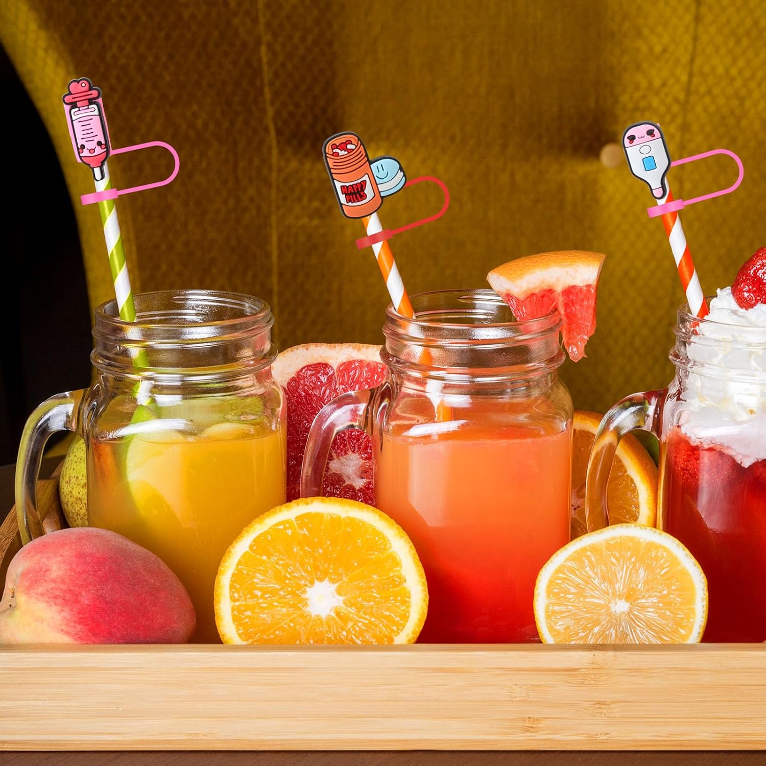 75 Pcs Nurses Straw Cover Caps Compatible with Stanley Cup, Silicone Cute Reusable Straw Toppers for Cups 30&40 Oz Tumbler Accessories 10mm - Image 6