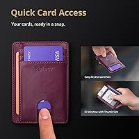 Vista 62 de Buffway - Billetera delgada minimalista de cuero con protección RFID para hombre y mujer Café Lichee