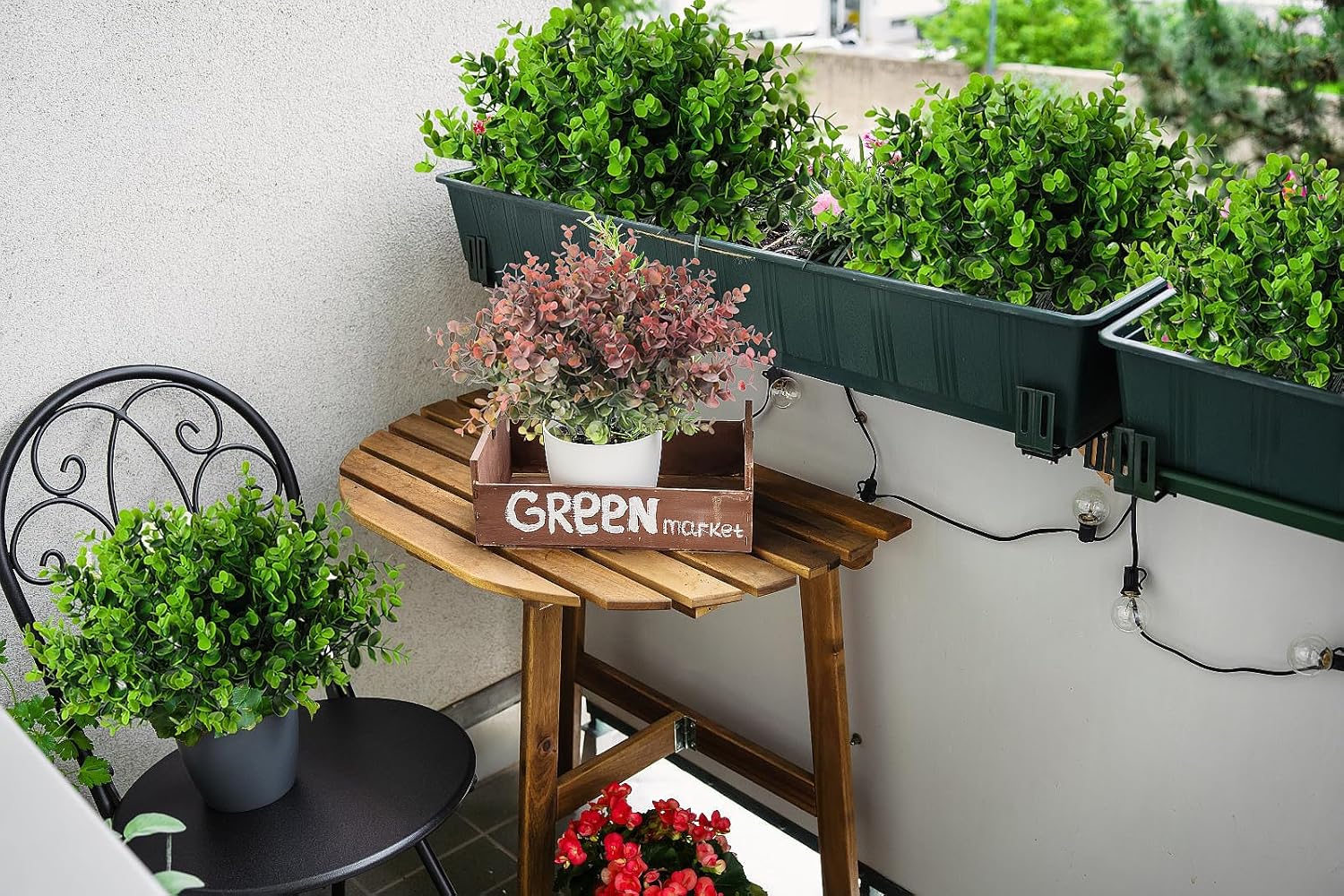 RECUTMS 8 Bundles Artificial Bushes Greenery Plants Stems Faux Shrubs Boxwood Plants Outdoor UV Resistant Fake Eucalyptus for Farmhouse Home Office Wedding Patio Backyard Indoor Outdoor Decor(Green)