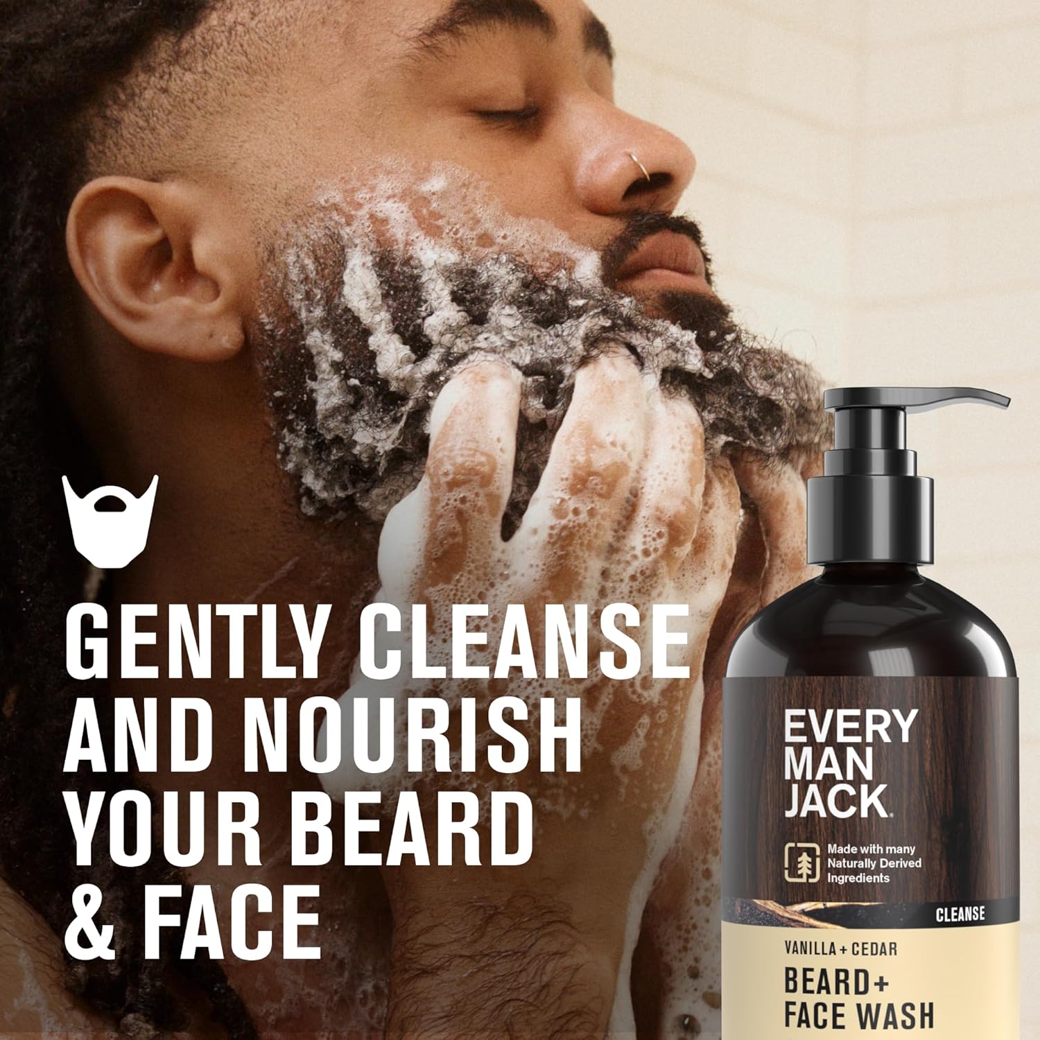 Every Man Jack Beard + Face Wash - Vanilla & Cedar Fragrance - Cleans & Softens Your Beard and Skin - Naturally Derived w/Aloe and Glycerin- 6.7 fl oz - 2 Pack - Image 2
