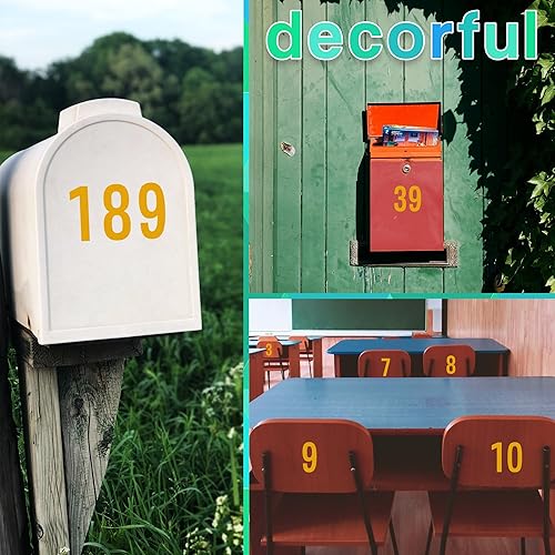 Miniatura 6 de Números de buzón  3 pulgadas, dorado, 4 juegos de números reflectantes para buzón para exterior, calcomanías adhesivas impermeables para números,