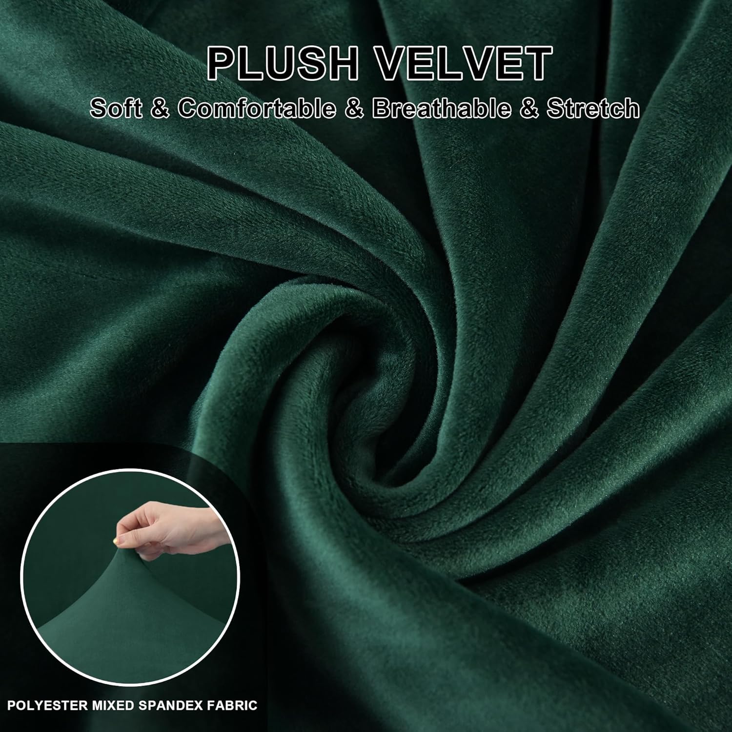 Couch Cover Velvet, Stretch Sofa Covers for Separate Main Cover/Backrests and Seat Cushions Couch Cover, for Living Room Furniture Slipcovers (Dark Green,Large Main 7 Piece)